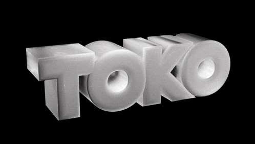 a 3d rendering of the word toko against a black background