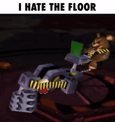 a picture of a video game character with the words " i hate the floor " on the bottom
