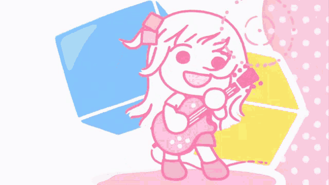 a cartoon of a girl with a guitar and a megaphone