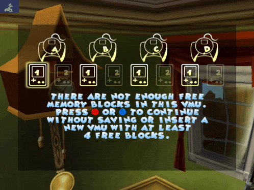 a screenshot of a game that says there are not enough free memory blocks
