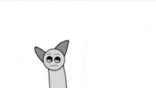a black and white drawing of a cat with a very long neck .