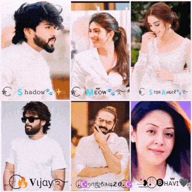 a collage of images of a man and a woman with the name vijay on the bottom right