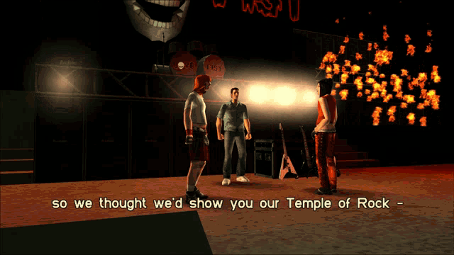 a video game scene with the words so we thought we d show you our temple of rock
