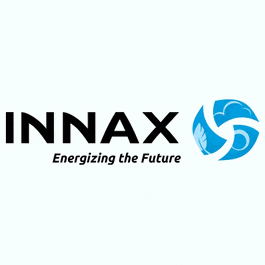 a logo for nnax energizing the future in a blue circle