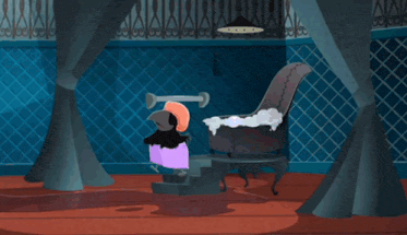 a couple of cartoon characters standing next to each other with one wearing a towel on his head