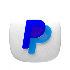 a white icon with a blue p on it