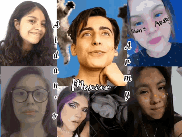a collage of faces with the word mexico on the top