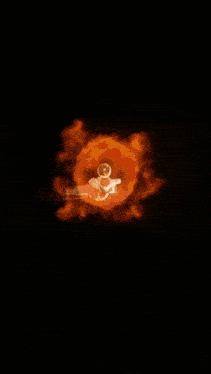 a drawing of a circle of fire with the letter u in the middle