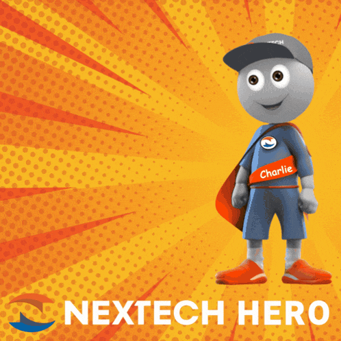 a cartoon character with the name charlie on his chest