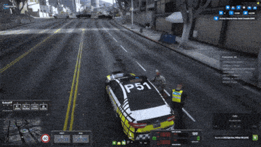 a screenshot of a video game shows a police car that says ' way patrol ' on it