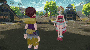 a boy and a girl are standing in a video game