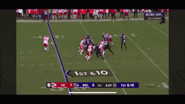a cbs nfl broadcast of a football game between kc and bal