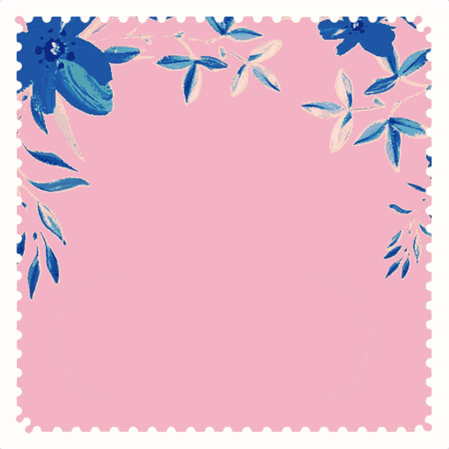 a pink background with blue flowers and a blue button that says ' islamic '