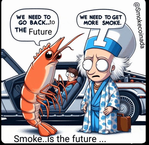 a cartoon of back to the future and a shrimp