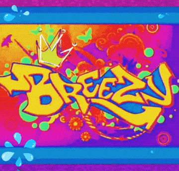 a colorful background with the word breeze and a crown on it