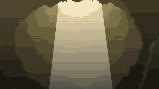 a drawing of a light coming out of a dark cave