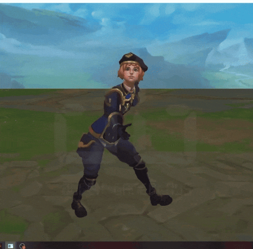 a computer screen shows a cartoon character wearing a hat