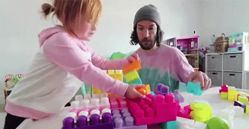 Father And Daughter Mega Bloks GIF - Father And Daughter Mega Bloks Building GIFs