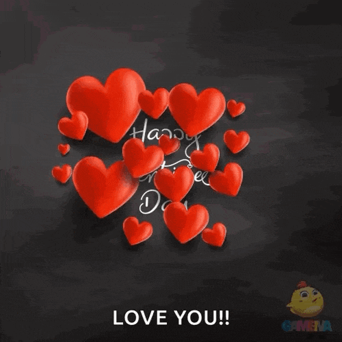 a valentine 's day greeting card with red hearts and the words " happy valentine 's day love you "