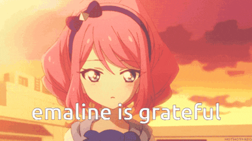 a picture of a girl with the words emaline is grateful
