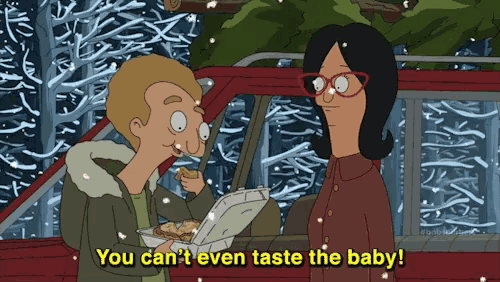 a cartoon of a man and a woman with the words you can 't even taste the baby above them