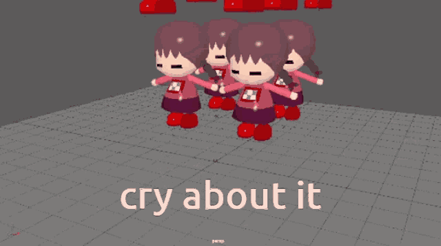 a group of cartoon characters with the words cry about it