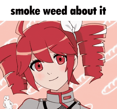 a cartoon of a girl with red hair and the words smoke weed about it
