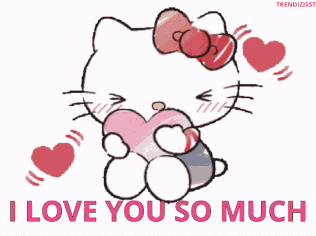 a hello kitty holding a heart with the words " i love you so much " below it