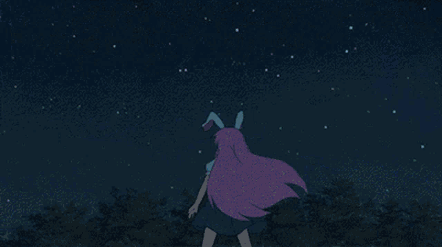 a girl with a bow on her head is flying through the air with a blue light behind her