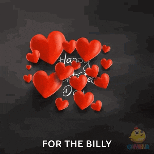 happy valentine 's day for the billy with red hearts