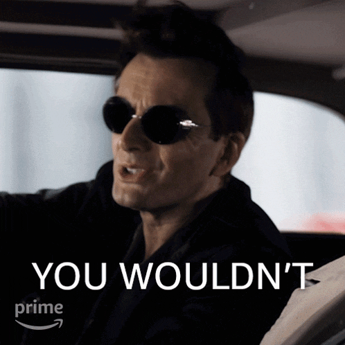 a man wearing sunglasses says " you wouldn 't "