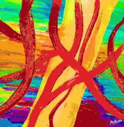 a colorful painting with a watermark that says ' andrew ' on the bottom right