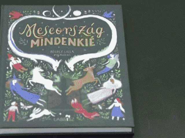 a book titled mesconszzag mindenkie is displayed on a black background