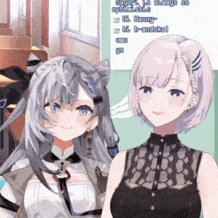 two anime girls are standing next to each other and one of them says " sayori is always so optimistic "