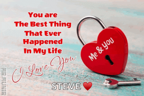 a heart shaped padlock with the words " me & you " written on it