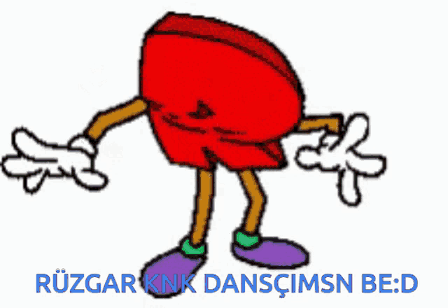 a cartoon drawing of a letter r with hands and legs