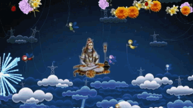 Lord Shiva Flowers GIF - Lord Shiva Flowers Fireworks GIFs