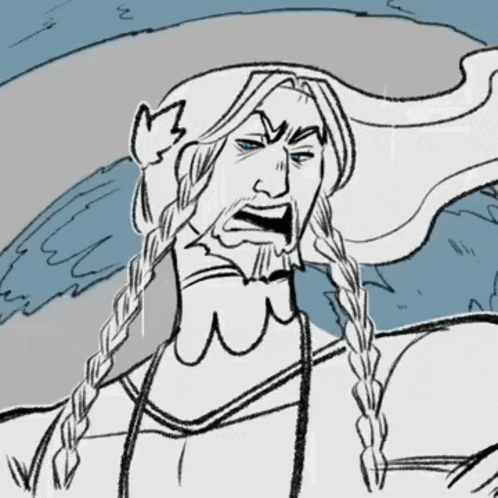 a black and white drawing of a man with braids and a crown on his head