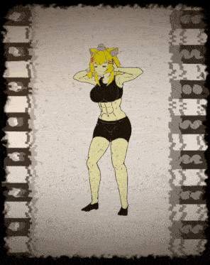a drawing of a girl with a mouse on her head is surrounded by puzzle pieces