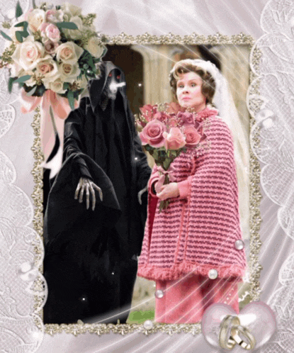 a picture of a woman in a pink dress holding a bouquet of pink roses