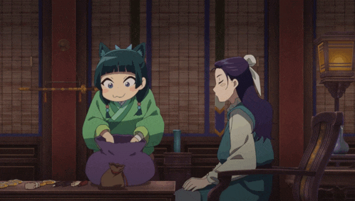 a little girl with cat ears is holding a purple bag