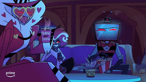 a cartoon character with a cup that says pimpin not simply