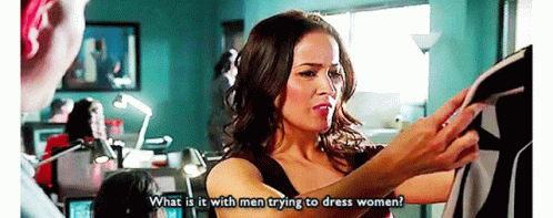 Rosewood Annalise Villa GIF - Rosewood Annalise Villa What Is It With Men Trying To Dress Women GIFs