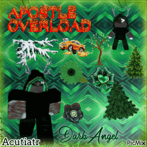 a poster for apostle overload shows a man with antlers