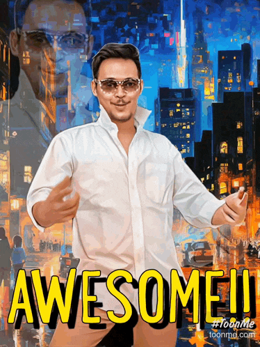 a poster with a man and the words awesome ii on it
