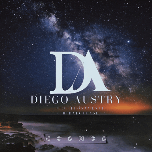 a logo for diego austry shows a starry sky
