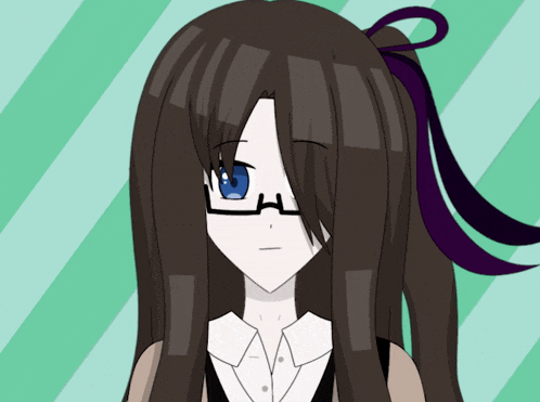 a drawing of a girl with long brown hair and glasses