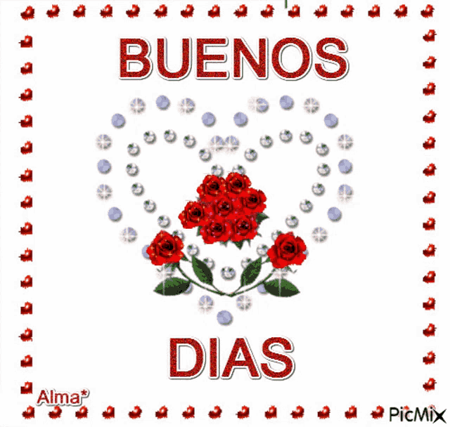 a picture of a heart with the words buenos dias written on it