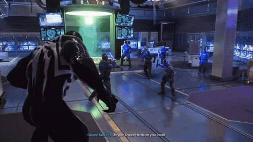 a screenshot of a video game that says decorp security on your knee