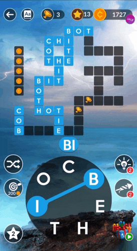 a screenshot of a word game with the number 13 on the top right